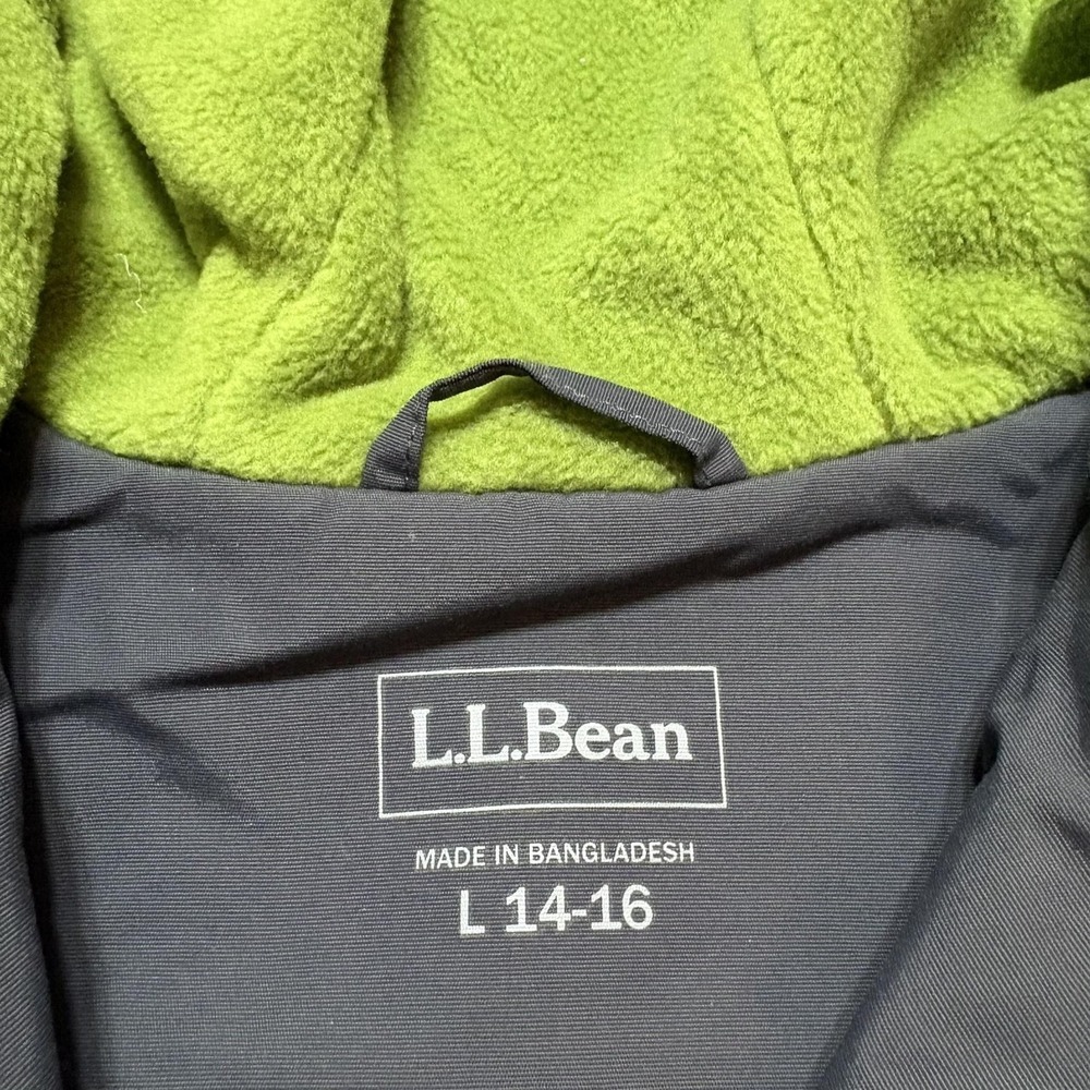 L.L.Bean Jacket Boys Large 14-16 Gray Green Fleece Lined Hooded Ski Snow Winter - Picture 2 of 16